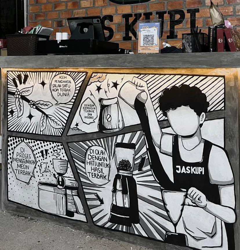 Mural "Perjalanan Kopi Aceh" Café Jaskupi